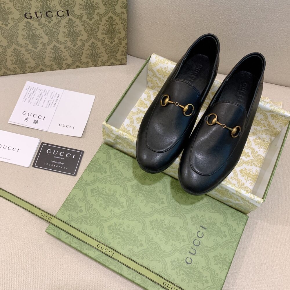 GUCCI WOMEN'S LEATHER HORSEBITS LOAFERS BLACK 414998 DLC00 1000 - Image 3