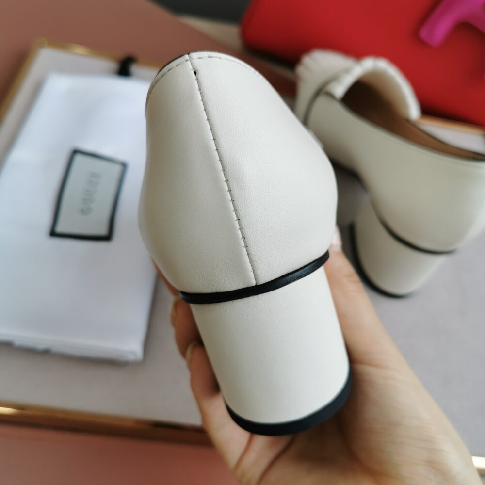 GUCCI MID HEEL PUMP LEATHER WHITE 408208 C9D00 9022 - Image 7
