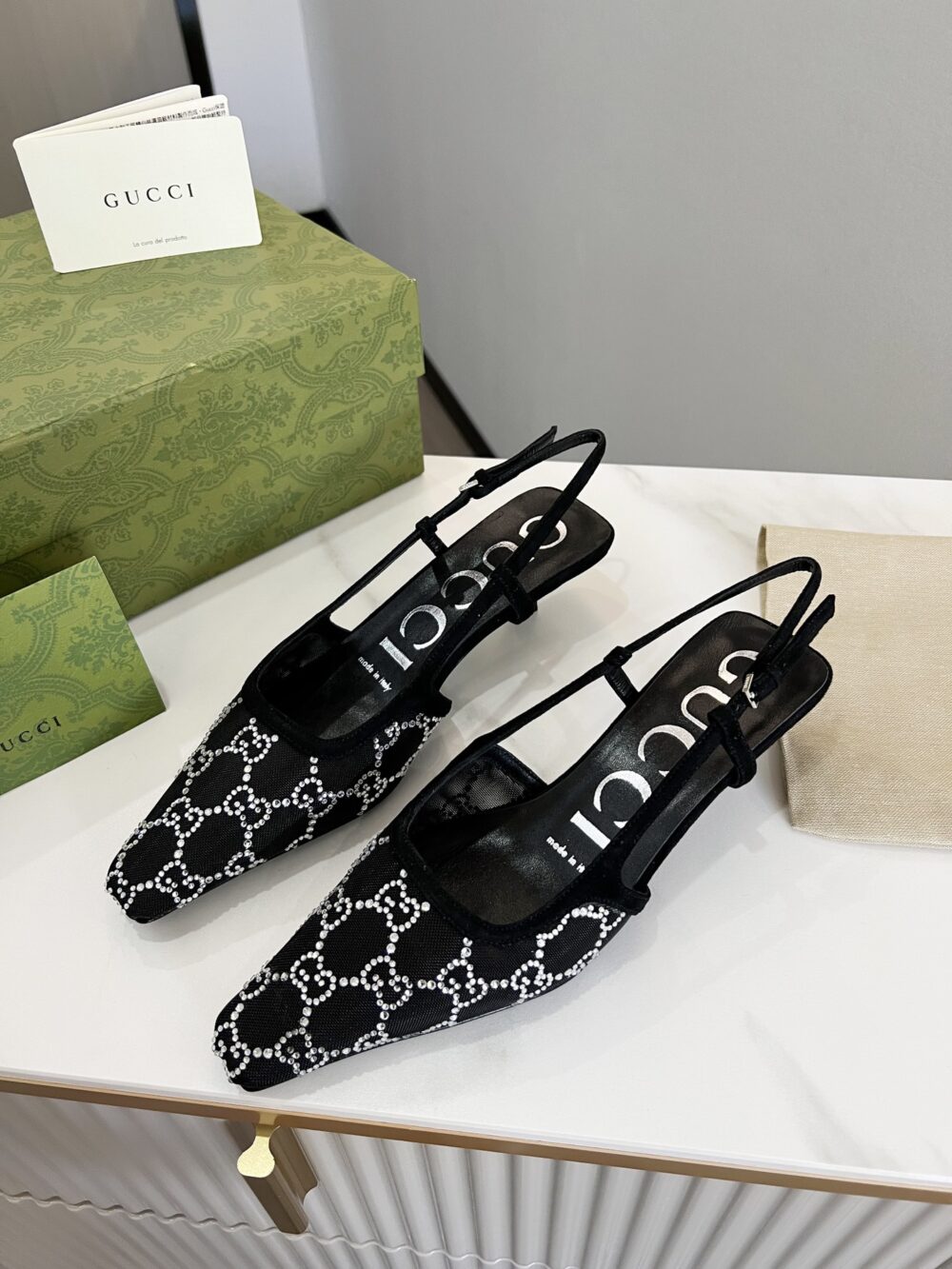 GUCCI WOMEN’S SLINGBACK PUMP BLACK ‎675829 F13A0 1000 - Image 9