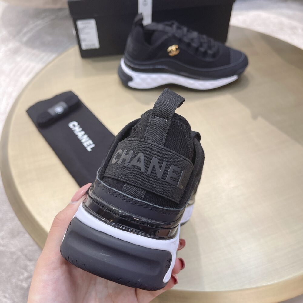 CHANEL LOGO LOW TOP TRAINER SNEAKER BLACK G35617 Y53646 94305 - Image 6