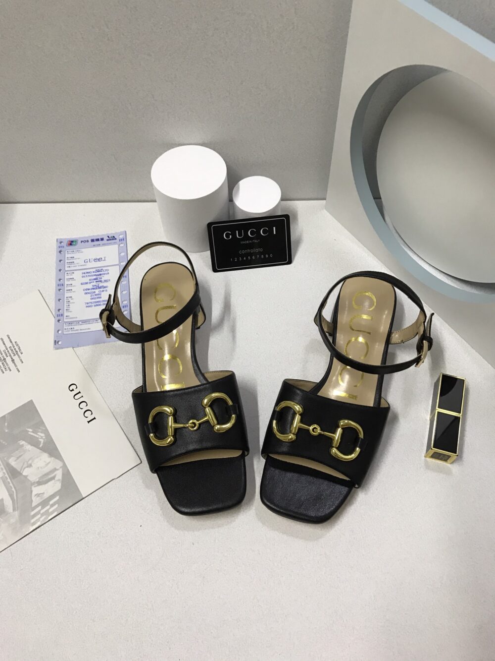 GUCCI WOMEN’S SANDAL WITH HORSEBIT BLACK 655413 BKO00 1000 - Image 5