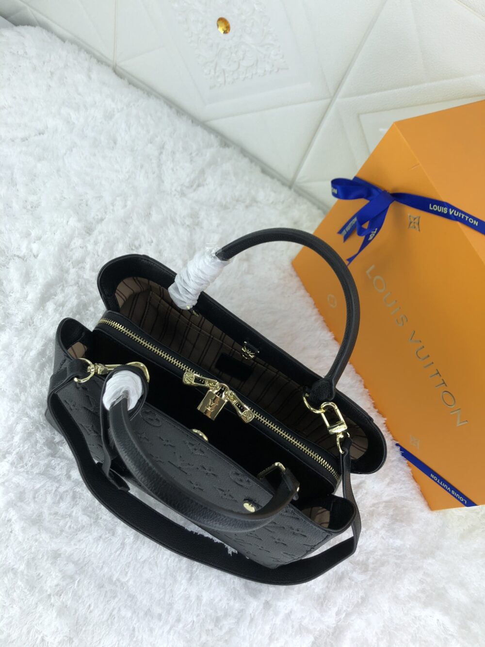 LOUIS VUITTON MONTAIGNE MM MONOGRAM EMPREINTE LEATHER BLACK 33CM M41048 - Image 2