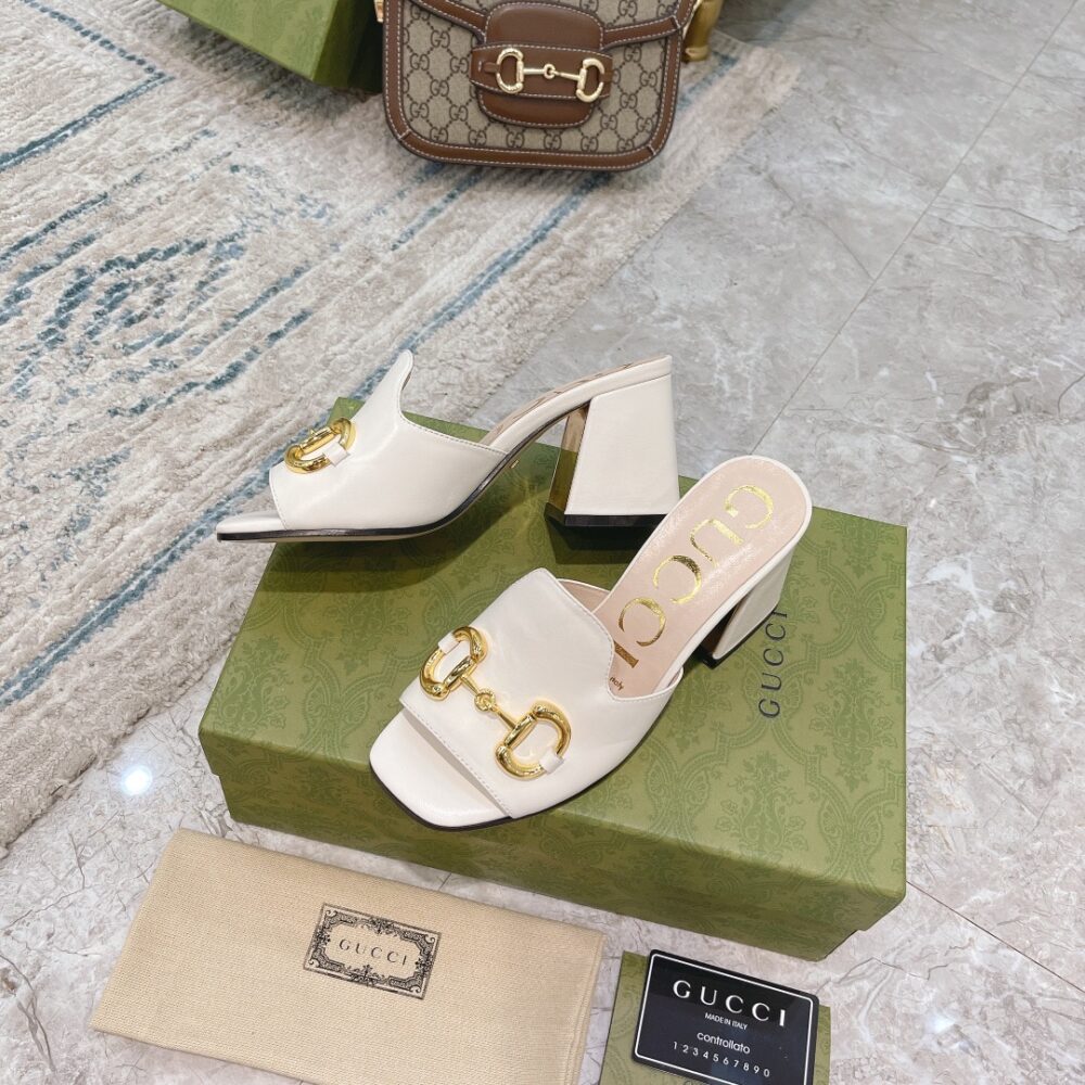 GUCCI WOMEN’S SLIDE SANDAL WITH HORSEBIT WHITE 655412 BKO00 9022 - Image 4