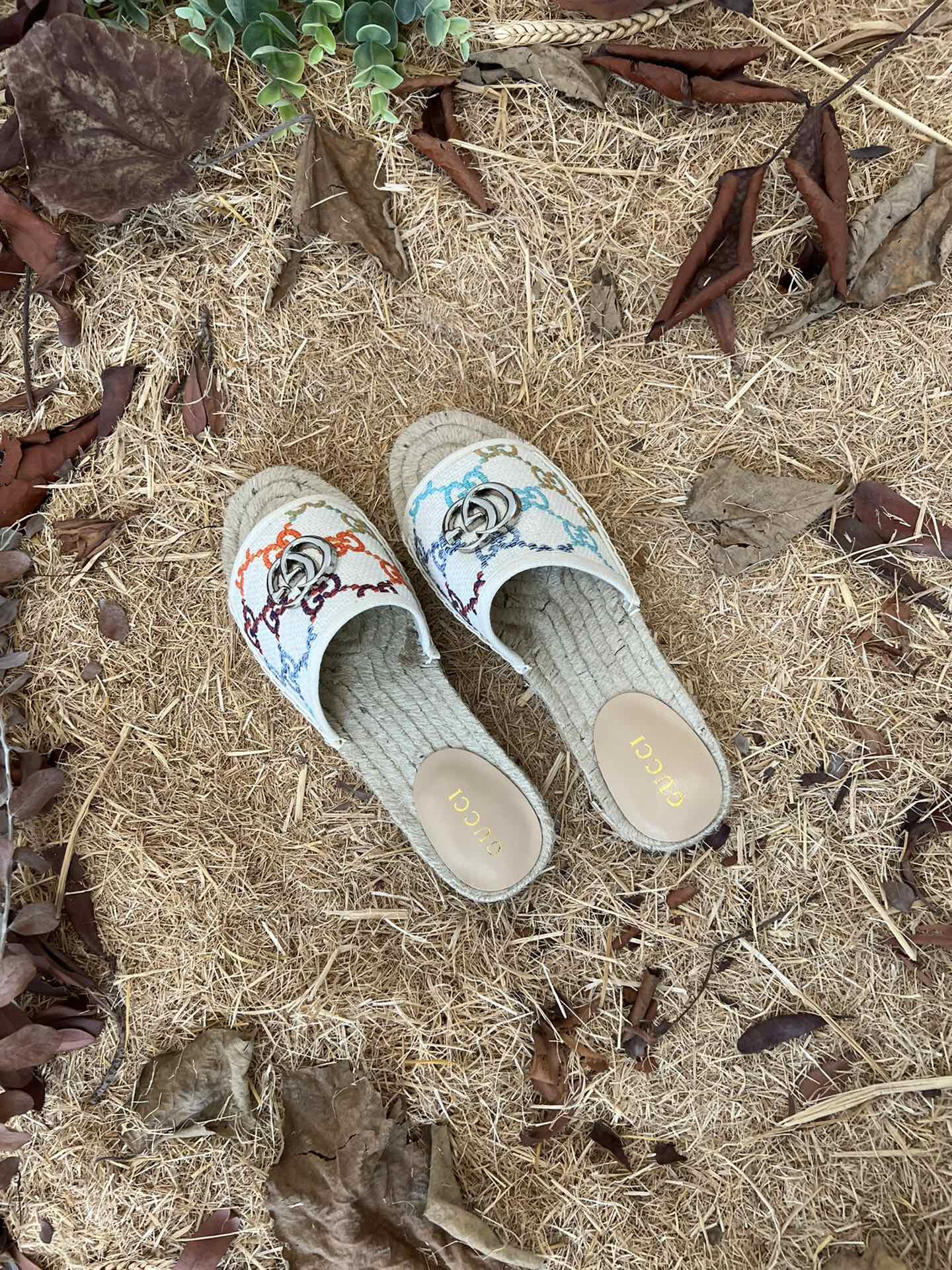 Gucci Women's GG Multicolor Slip On Espadrille Slide Sandals 678037 UFT70 8470 - Image 6