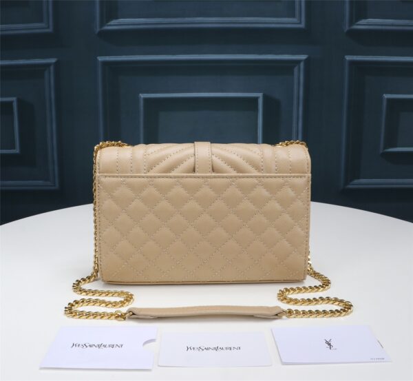 SAINT LAURENT ENVELOPE SMALL BAG IN MIX MATELASSÉ GRAIN DE POUDRE EMBOSSED BEIGE 600195BOW912721 - Image 4