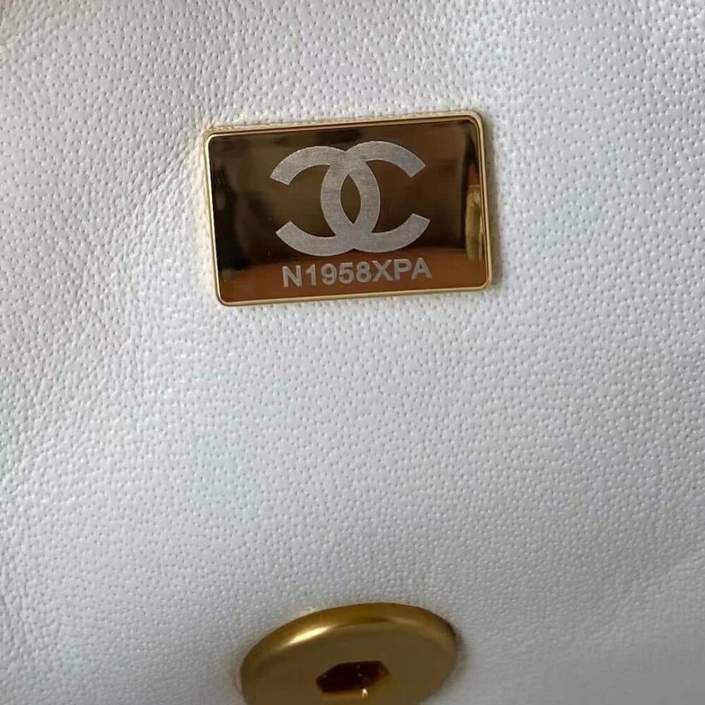 CHANEL MINI FLAP BAG WITH TOP HANDLE WHITE AS2431 - Image 6