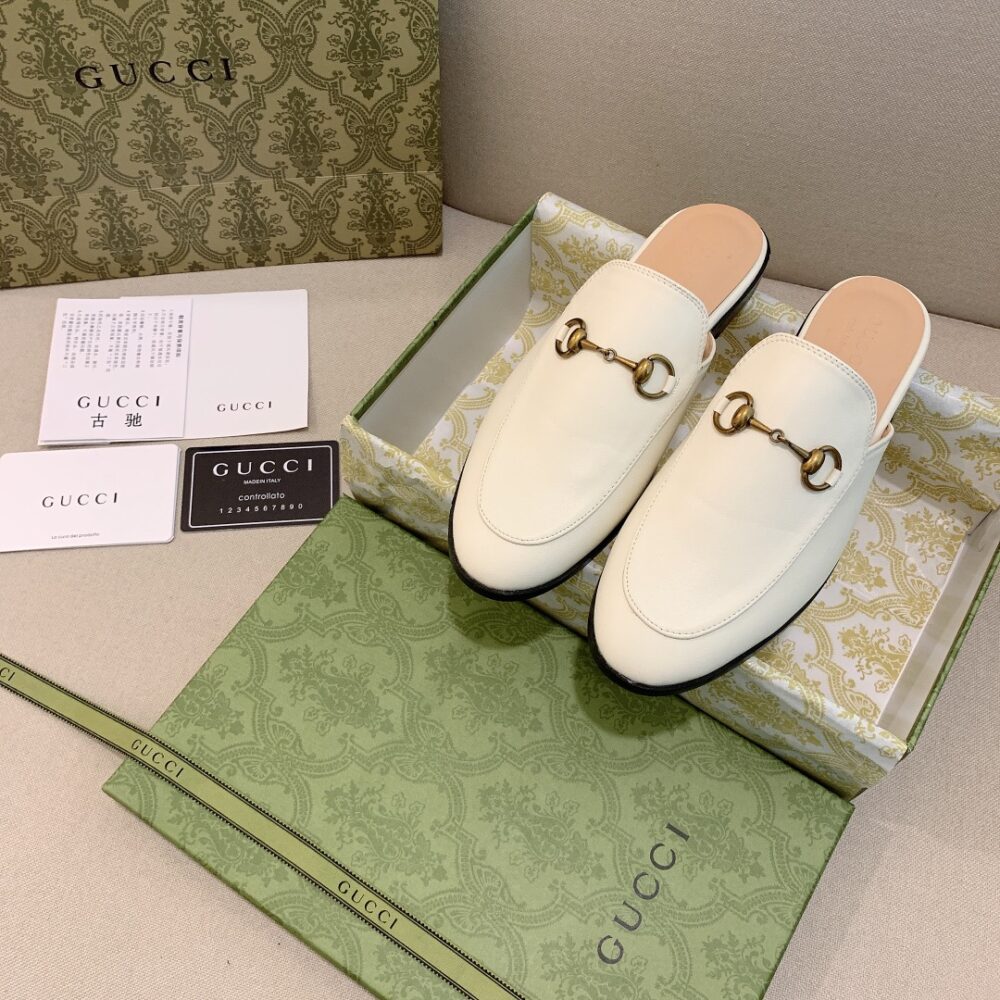 GUCCI PRINCETOWN LEATHER SLIPPER WHITE 423513 C9D00 9022 - Image 7