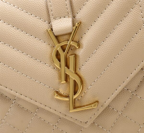 SAINT LAURENT ENVELOPE SMALL BAG IN MIX MATELASSÉ GRAIN DE POUDRE EMBOSSED BEIGE 600195BOW912721 - Image 5