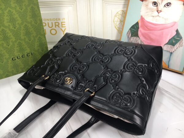 GUCCI GG MATELASSÉ LEATHER MEDIUM TOTE BAG BLACK 631685 UM8IG 1000 - Image 2