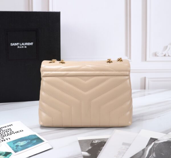 SAINT LAURENT LOULOU SMALL CHAIN BAG IN MATELASSÉ Y DARK BEIGE GOLD 25CM 494699DV7272721 - Image 2