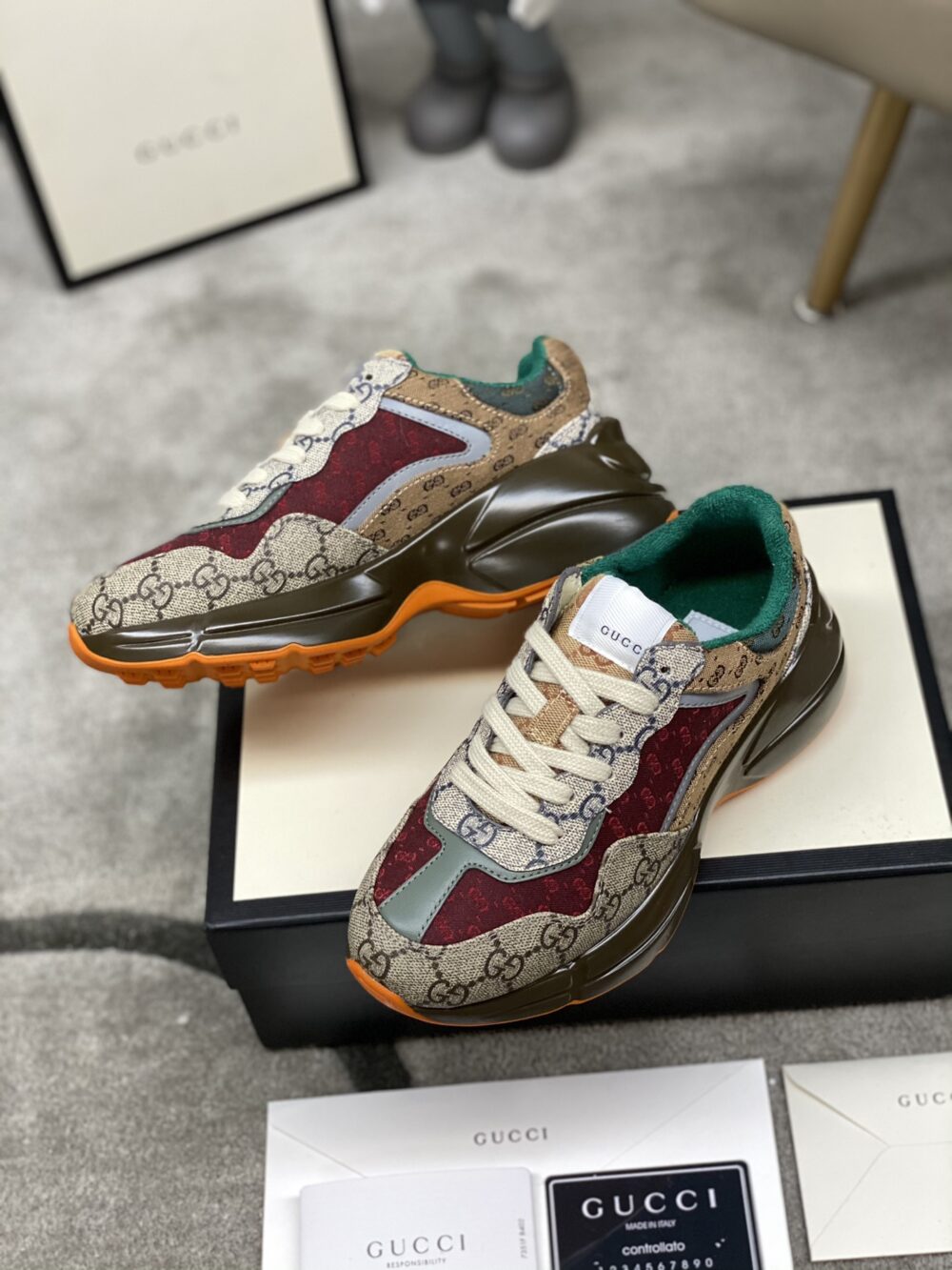 GUCCI WOMEN'S GG RHYTON SNEAKER ‎619891 99WG0 6060 - Image 7
