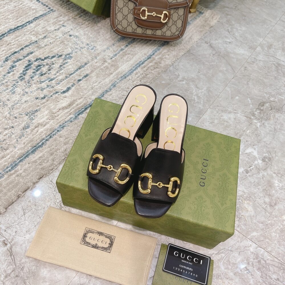 GUCCI WOMEN'S SLIDE SANDAL WITH HORSEBIT BLACK 655412 BKO00 1000 - Image 4