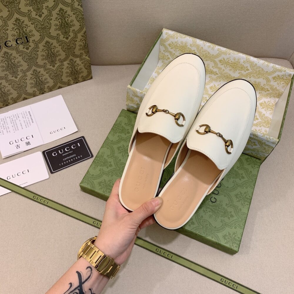 GUCCI PRINCETOWN LEATHER SLIPPER WHITE 423513 C9D00 9022 - Image 5