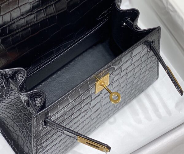 HERMES MINI KELLY K20 GOLD-TONED HARDWARE BLACK 20CM - Image 3