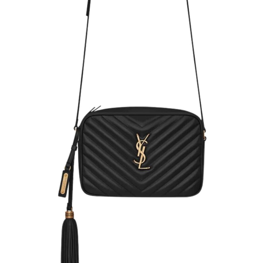 SAINT LAURENT LOU CAMERA BAG IN QUILTED BLACK GOLD LEATHER 23CM 612544DV7071000