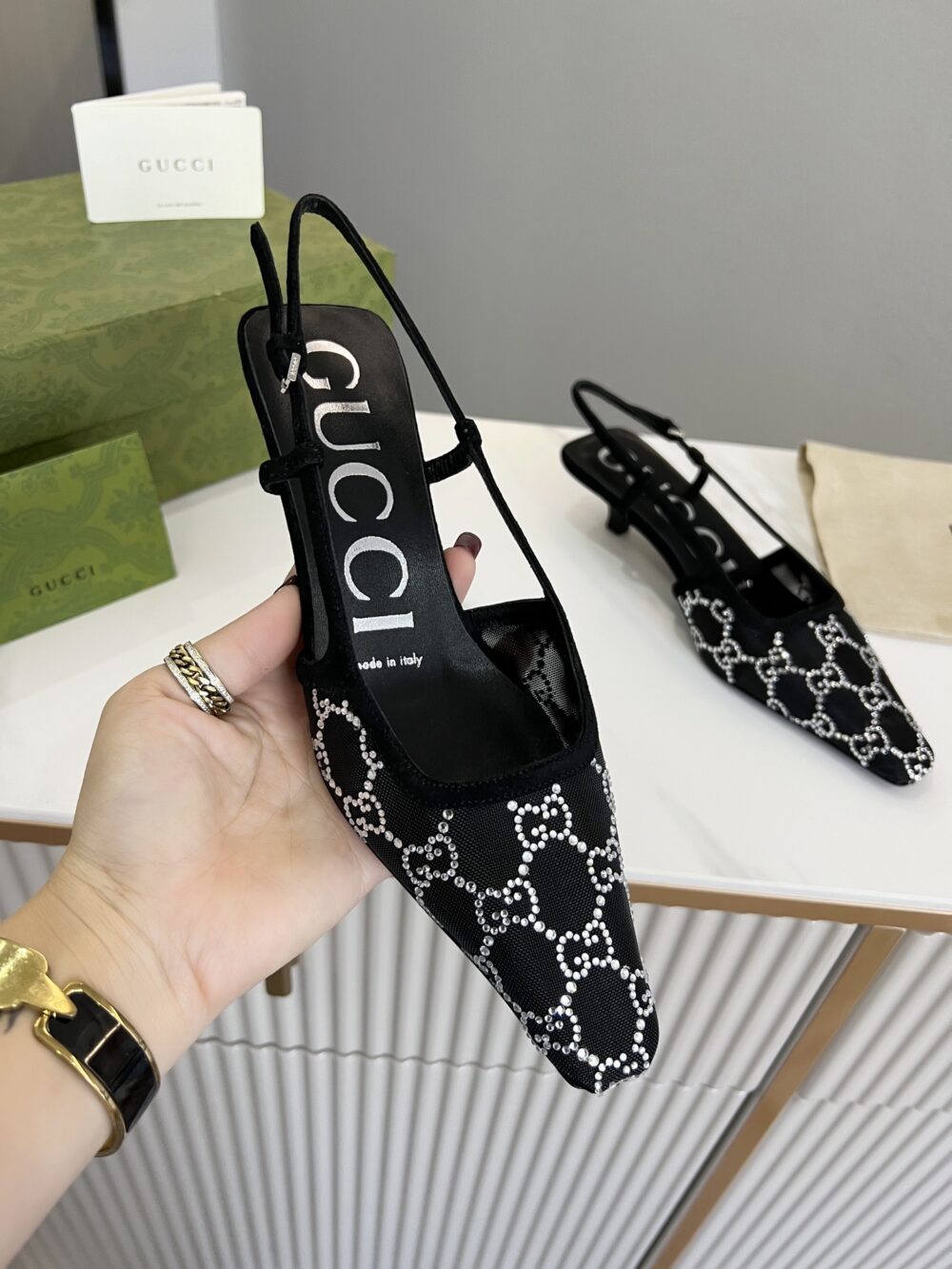 GUCCI WOMEN’S SLINGBACK PUMP BLACK ‎675829 F13A0 1000 - Image 5
