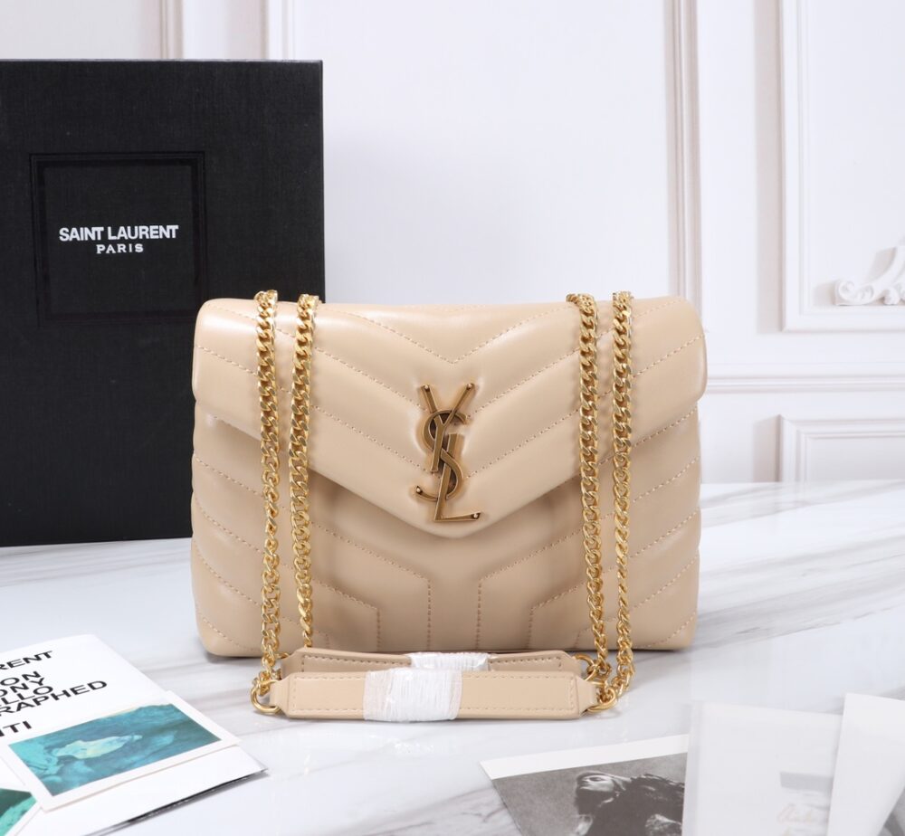 SAINT LAURENT LOULOU SMALL CHAIN BAG IN MATELASSÉ Y DARK BEIGE GOLD 25CM 494699DV7272721 - Image 10