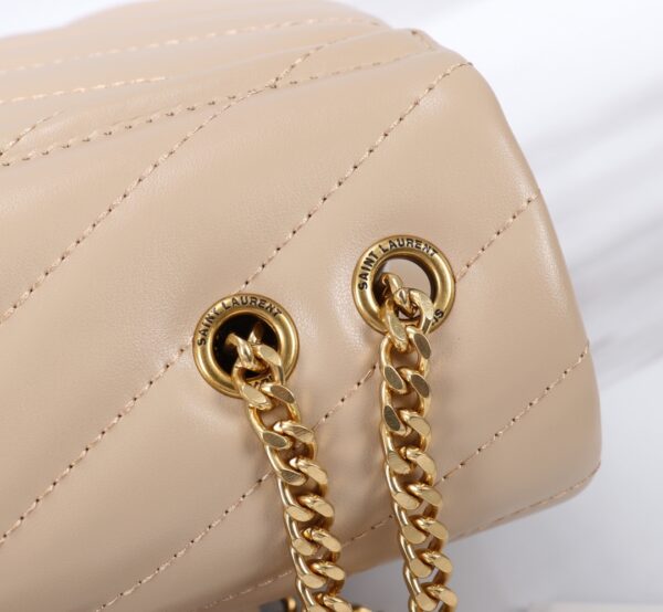 SAINT LAURENT LOULOU SMALL CHAIN BAG IN MATELASSÉ Y DARK BEIGE GOLD 25CM 494699DV7272721 - Image 9