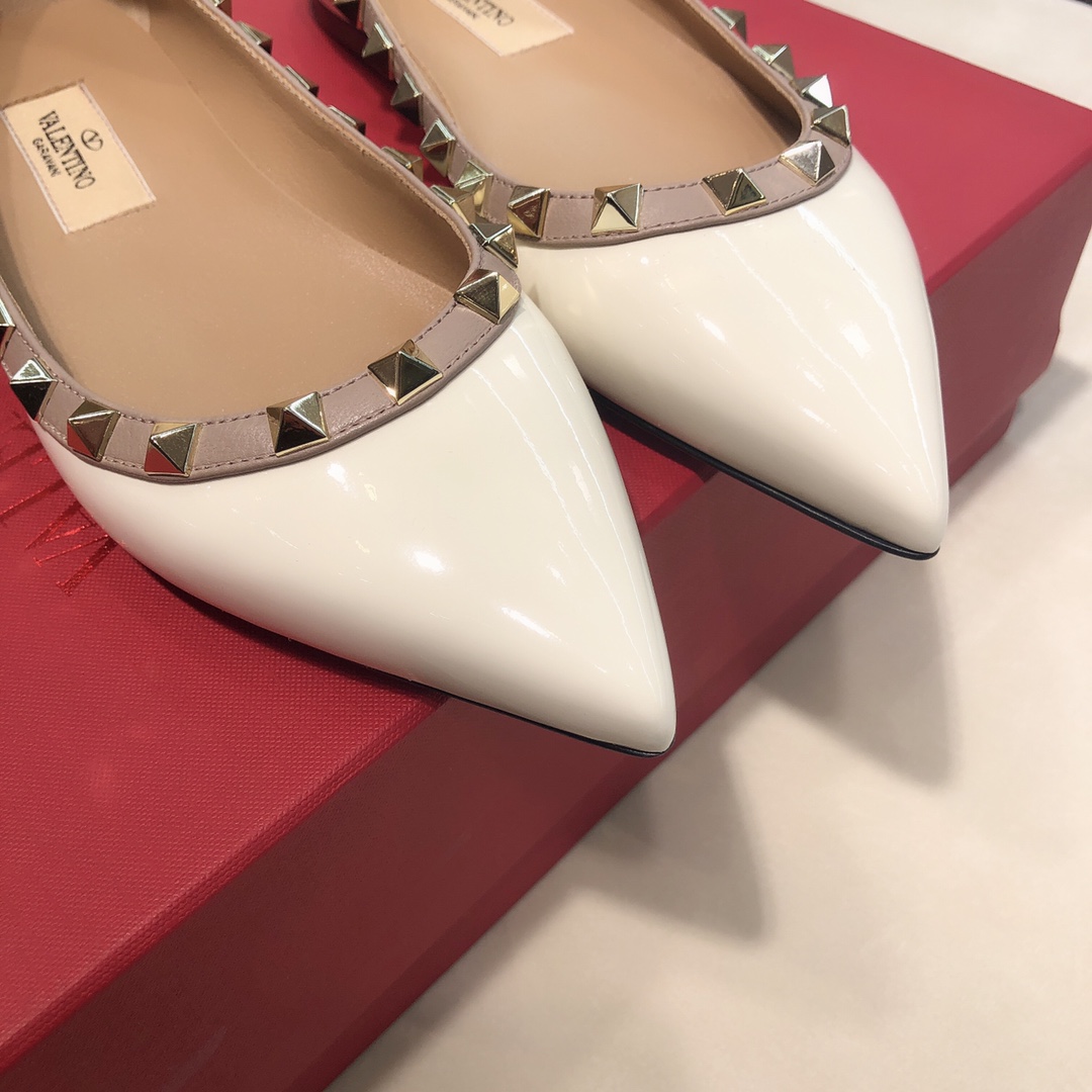 Valentino Patent Rockstud Ballet Flat White W2S0403VNW L62 - Image 3