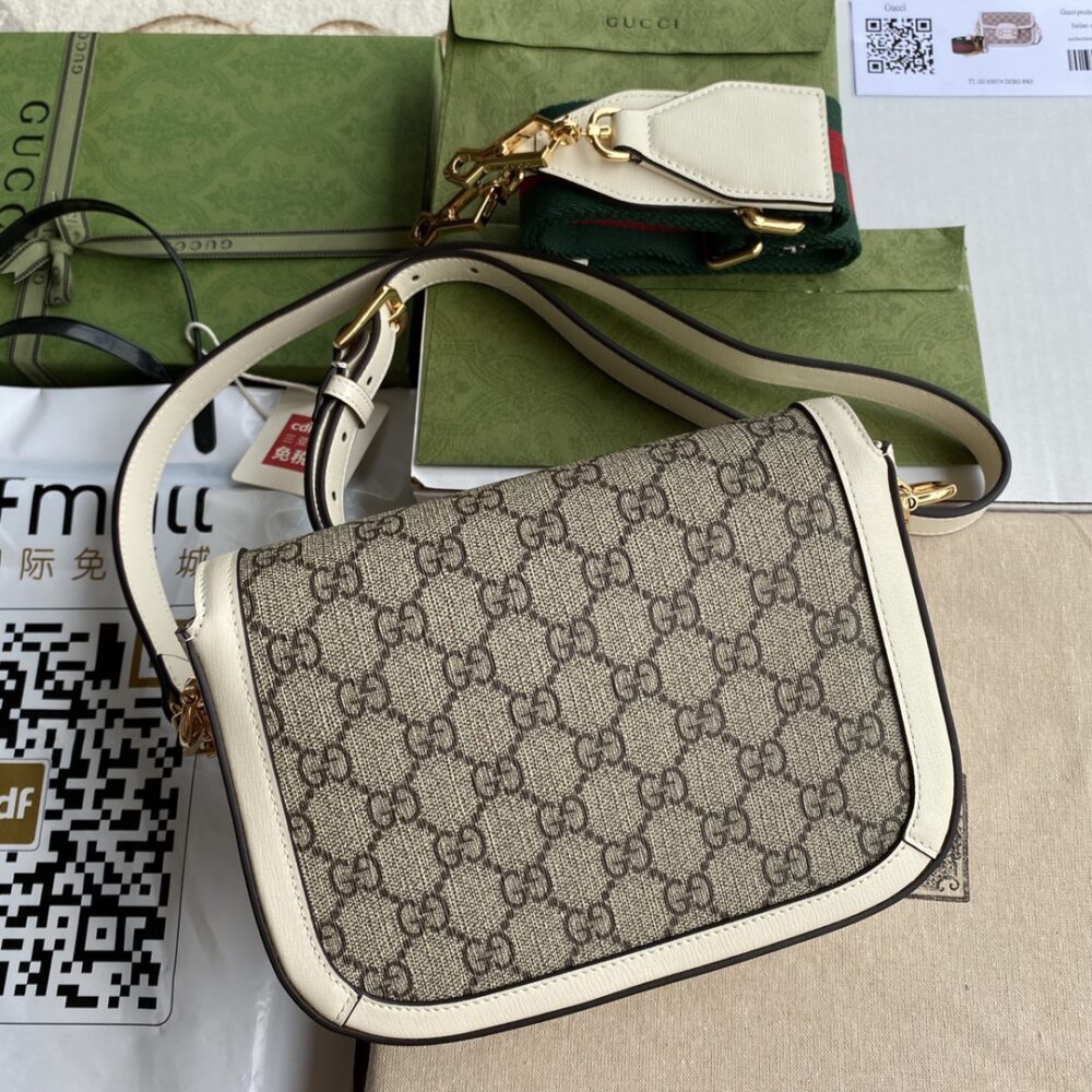 GUCCI HORSEBIT 1955 MINI GG SUPREME CANVAS BEIGE WHITE 20CM 658574 HUHHG 9759 - Image 4