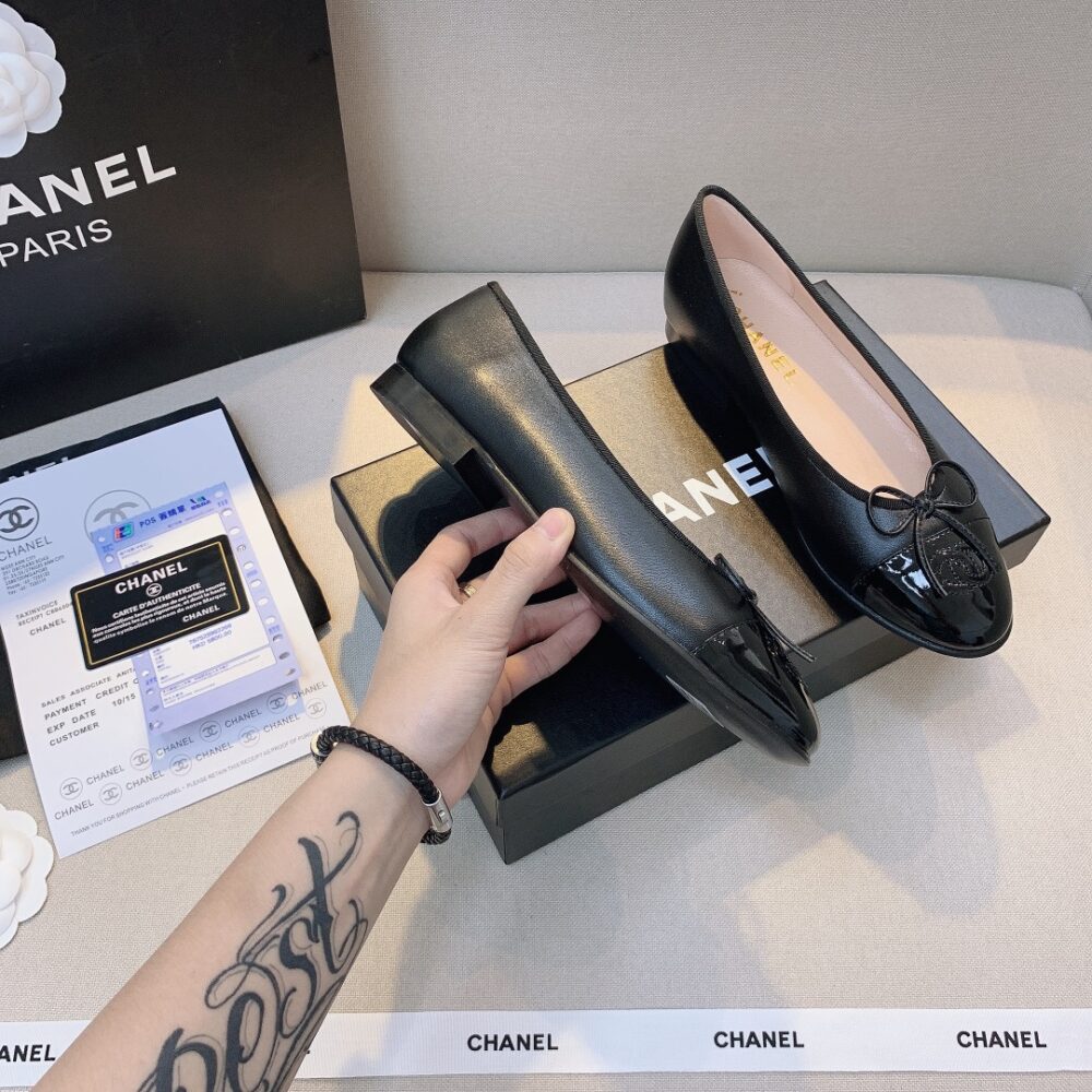 CHANEL BALLET FLATS BLACK G02819 Y01552 94305 - Image 7