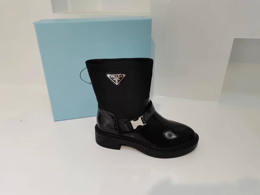 PRADA BRUSHED LEATHER AND RE-NYLON BOOTS BLACK 1U682M3LF7F0002FB050 - Image 7