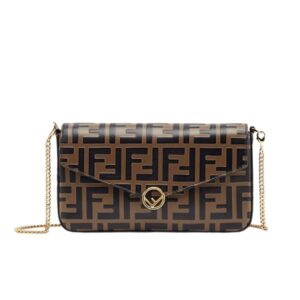 FENDI WALLET ON CHAIN WITH POUCHES BROWN 8BS032AAFMF13VK
