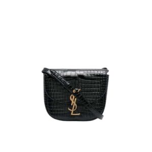 SAINT LAURENT KAIA SMALL EMBOSSED LEATHER BLACK BAG 18CM