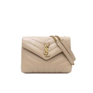 SAINT LAURENT LOULOU SMALL CHAIN BAG IN MATELASSÉ Y DARK BEIGE GOLD 25CM 494699DV7272721