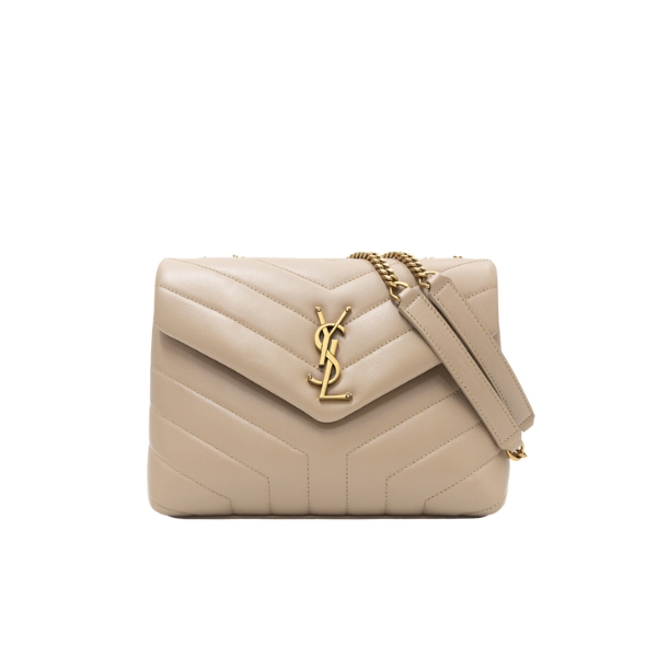 SAINT LAURENT LOULOU SMALL CHAIN BAG IN MATELASSÉ Y DARK BEIGE GOLD 25CM 494699DV7272721