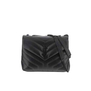 SAINT LAURENT LOULOU SMALL CHAIN BAG IN MATELASSÉ Y BLACK NOIR 23CM 494699DV7281000