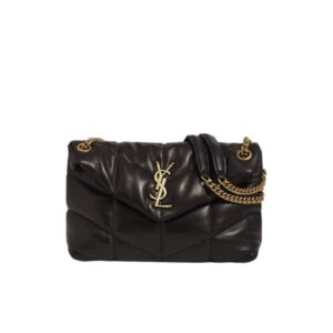SAINT LAURENT PUFFER SMALL CHAIN BAG IN QUILTED BLACK GOLD 5774761EL071000