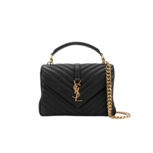 SAINT LAURENT COLLEGE MEDIUM CHAIN IN QUILTED LEATHER BLACK GOLD 600279BRM071000
