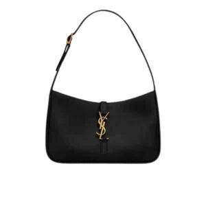 SAINT LAURENT LE 5 À 7 HOBO BAG IN SMOOTH LEATHER BLACK GOLD 23CM 6572282R20W1000