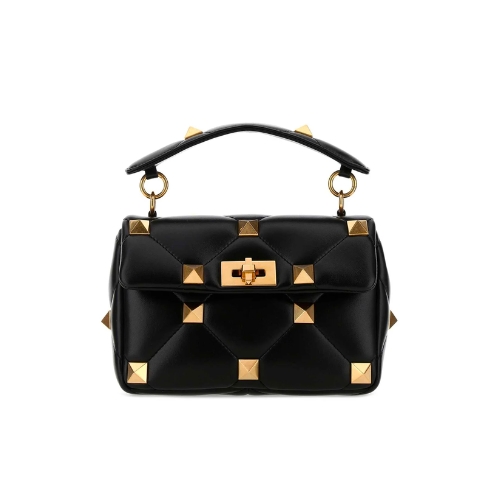 VALENTINO GARAVANI ROMAN STUD CHAIN LINK SHOULDER BAG IN BLACK 1W2B0I82BSF