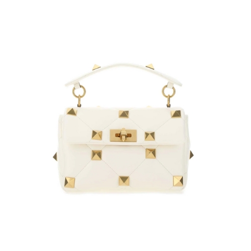 VALENTINO GARAVANI ROMAN STUD CHAIN LINK SHOULDER BAG IN WHITE 1W2B0I82BSF