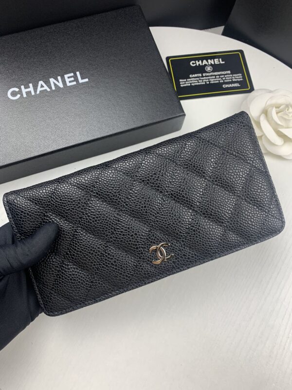 CHANEL BLACK CAVIAR LEATHER CLASSIC LONG FLAP WALLET 19.5CM - Image 8
