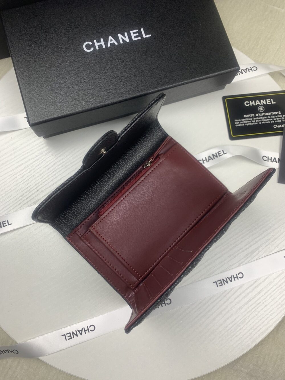 CHANEL CLASSIC CARD HOLDER CAVIAR LEATHER BLACK WITH SILVER HARDWARE 15CM - Image 7