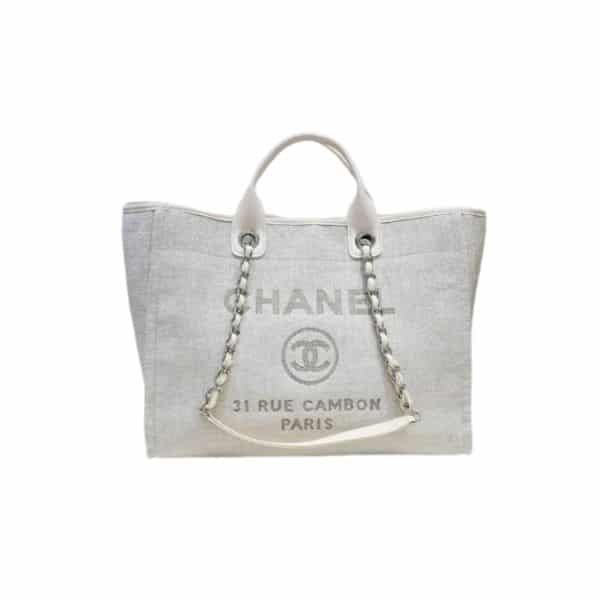 CHANEL SMALL DEAUVILLE CANVAS TOTE 34CM