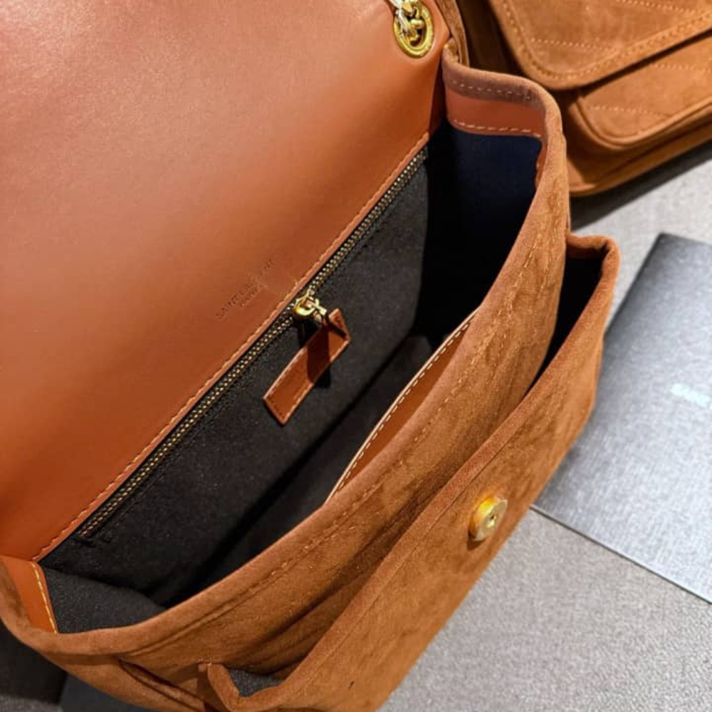 SAINT LAURENT NIKI BABY CHAIN BAG IN SUEDE BROWN 28CM 6237483 - Image 8