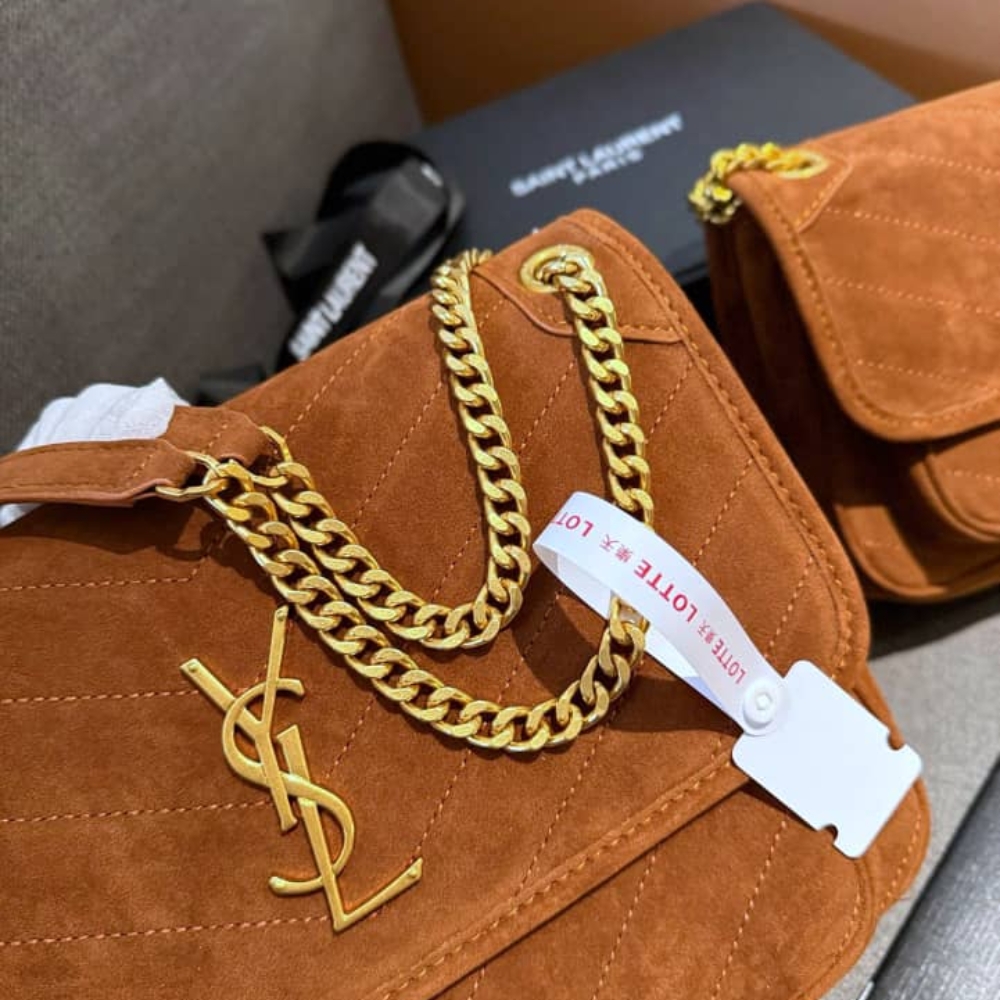 SAINT LAURENT NIKI BABY CHAIN BAG IN SUEDE BROWN 28CM 6237483 - Image 6