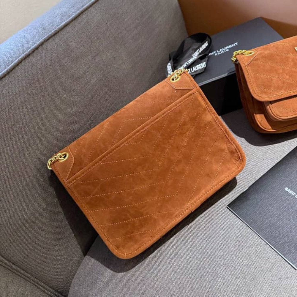 SAINT LAURENT NIKI BABY CHAIN BAG IN SUEDE BROWN 28CM 6237483 - Image 5