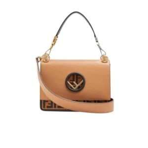 FENDI FF LOGO BOTTOM BROWN BAG 22CM