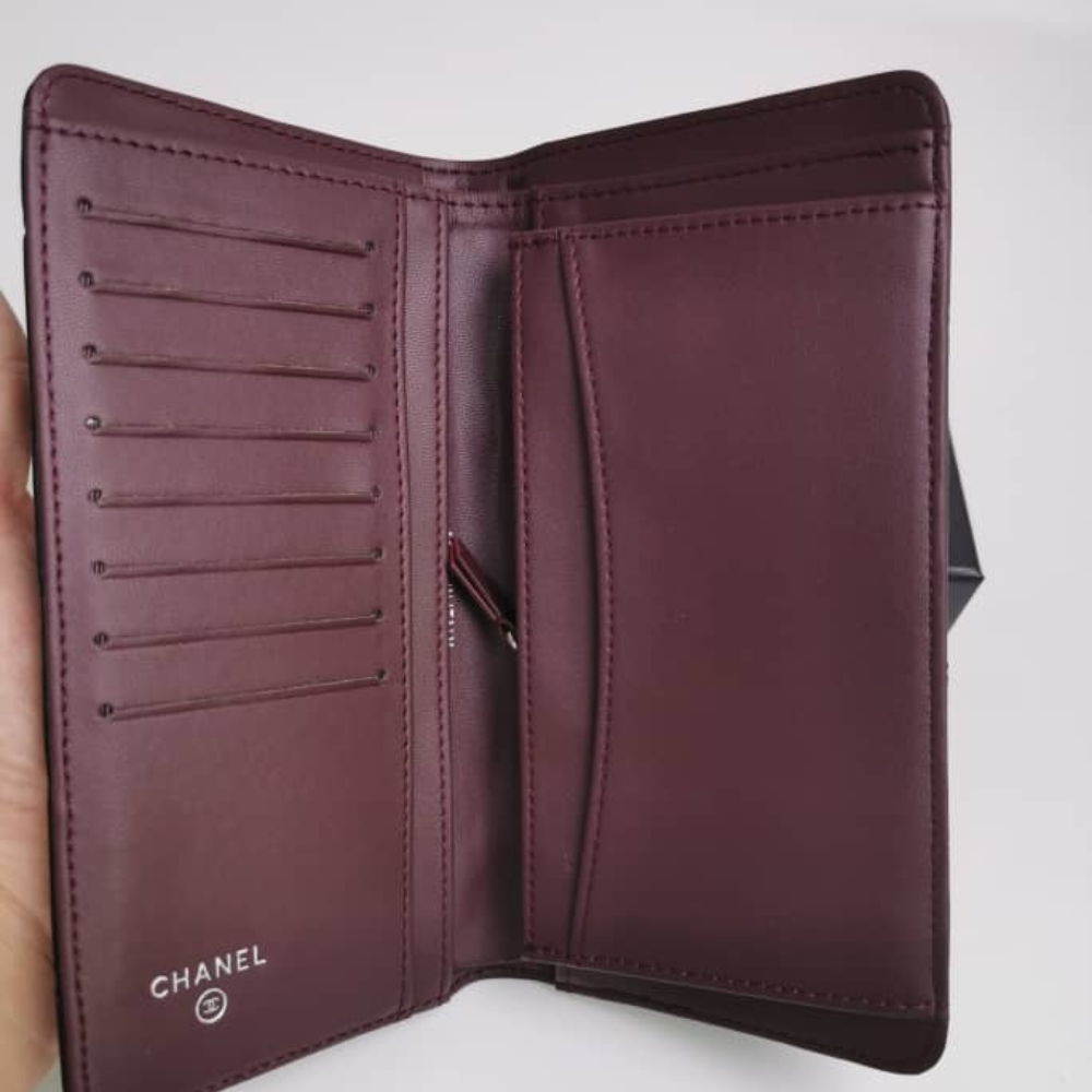 CHANEL QUILTED CLASSIC LONG FLAP WALLET WITH SILVER HARDWARE BLACK 19CM - Image 5