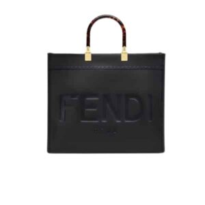 FENDI SUNSHINE MEDIUM BLACK LEATHER SHOPPER 35CM 8BH386ABVLF0KUR