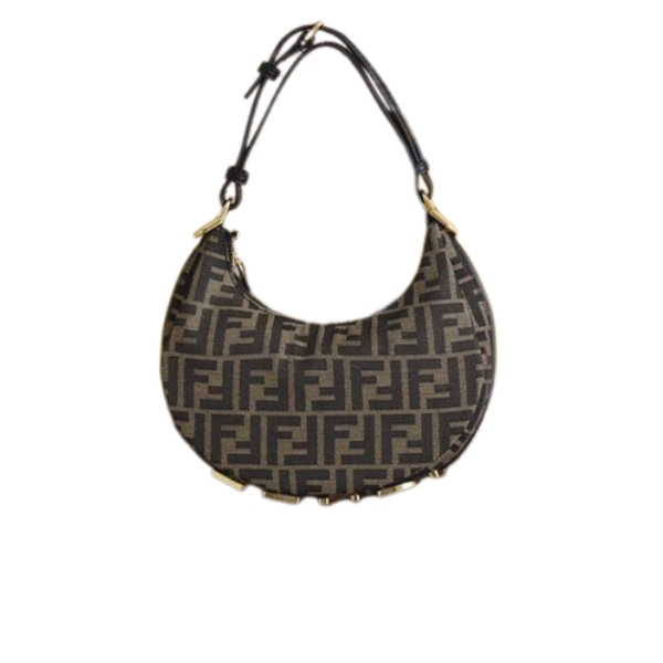 FENDIGRAPHY SMALL VINTAGE GOLD METAL LEATHER BAG 28CM