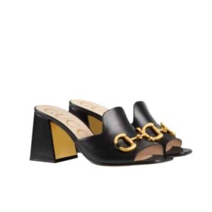 GUCCI WOMEN'S SLIDE SANDAL WITH HORSEBIT BLACK 655412 BKO00 1000