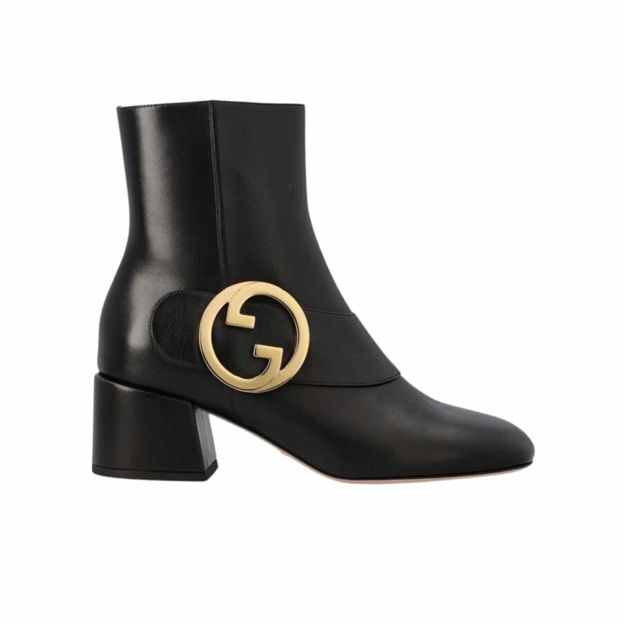 GUCCI BLONDIE WOMEN'S ANKLE BOOT LEATHER BLACK 700016C9D001000