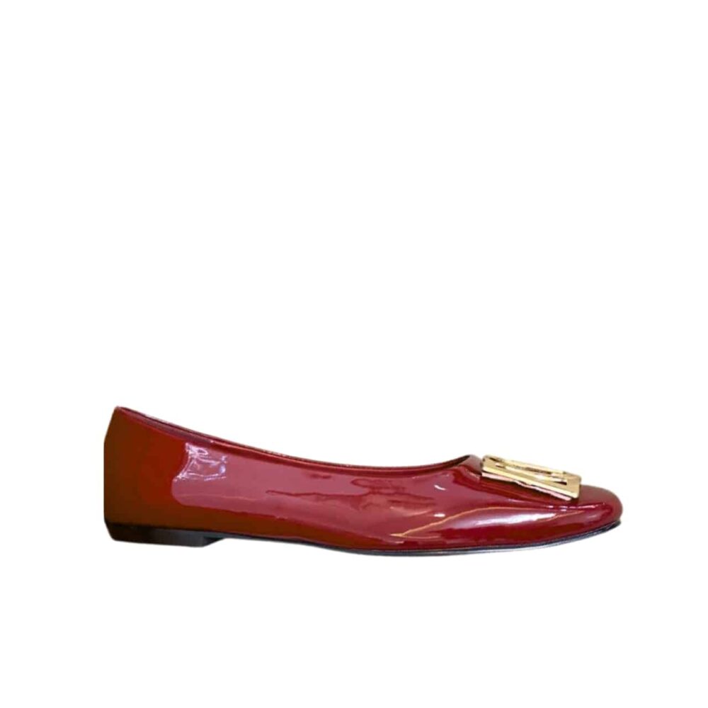 LOUIS VUITTON LV LOGO WINE RED BALLERINA