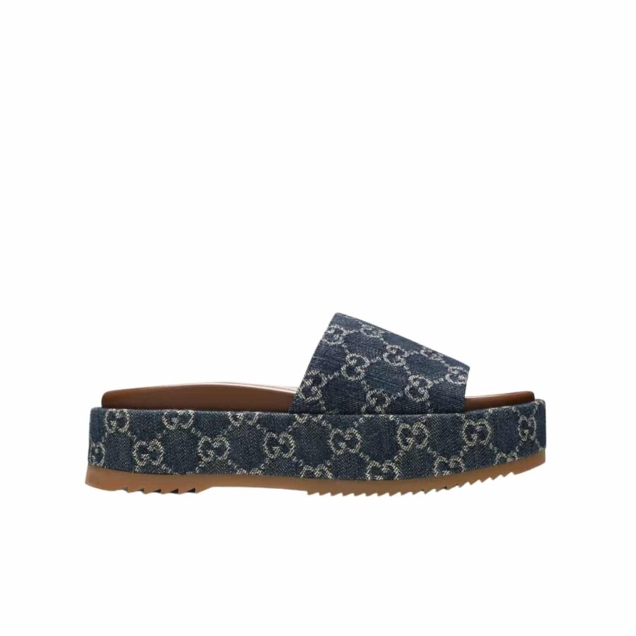 GUCCI WOMEN'S PLATFORM SLIDE SANDAL BLUE ‎623212 2KQ00 4402
